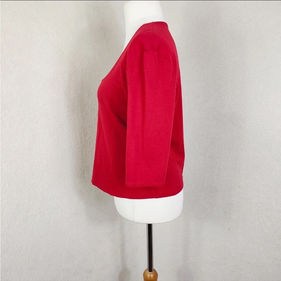 Spirit of the Andes Red 3/4 Sleeve Pima Cotton Scoop Neck Top Size L - Picture 3 of 6